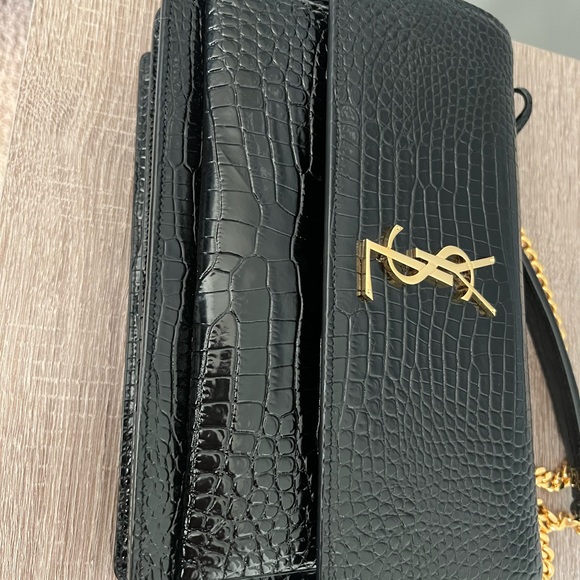 Saint Laurent Sunset Crossbody Bag Crocodile Embossed Leather Large - Picture 5 of 11